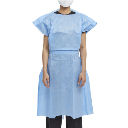 Halyard Patient Exam Gown One Size Fits Most Blue Disposable (937757_BX)