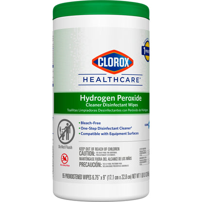 Clorox Healthcare® Surface Disinfectant Cleaner Premoistened Hydrogen Peroxide Based Manual Pull Wipe 95 Count Canister Unscented NonSterile (800191_CS)