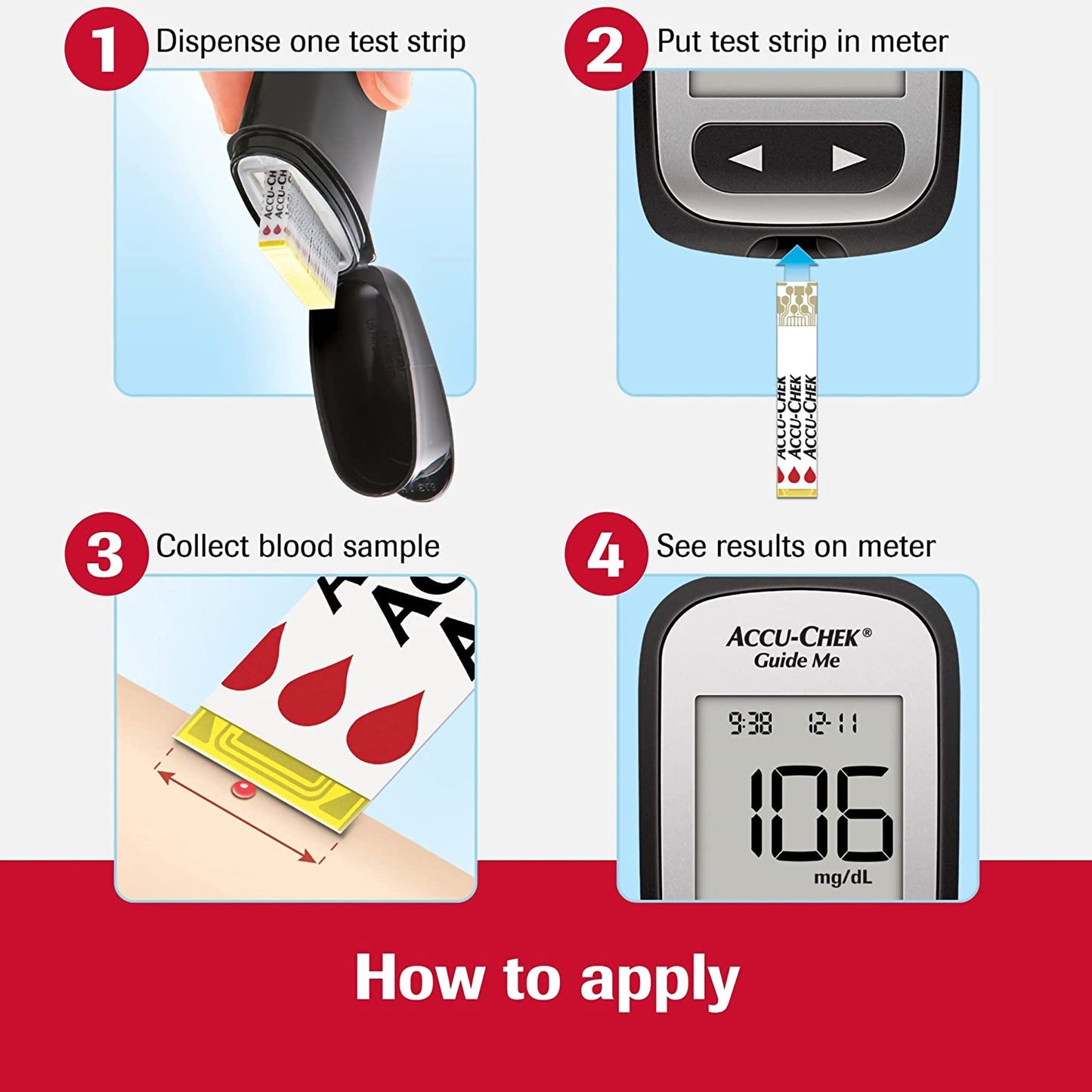 Accu-Chek® Blood Glucose Test Strips 100 Strips per Pack (1148721_BX)