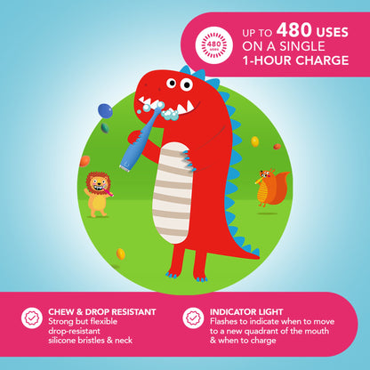 ISSA™ baby Sonic Toothbrush Bubble Blue Dino Ages Birth to 4 Years Silicone (1252887_EA)