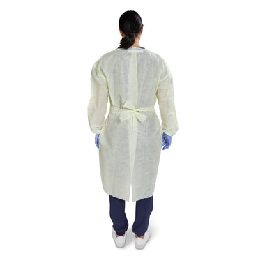 McKesson Protective Procedure Gown One Size Fits Most Yellow NonSterile AAMI Level 2 Disposable (1247991_CS)