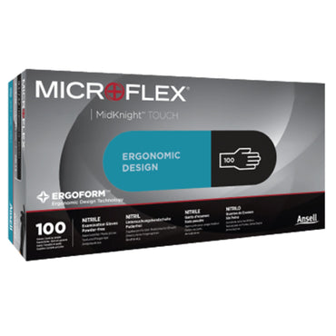 MICROFLEX® MidKnight™ Touch 93-732 Exam Glove X-Large NonSterile Nitrile Standard Cuff Length Textured Fingertips Black Not Rated (1182926_BX)