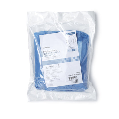 McKesson Non-Reinforced Surgical Gown with Towel Large Blue Sterile AAMI Level 3 Disposable (1104452_CS)