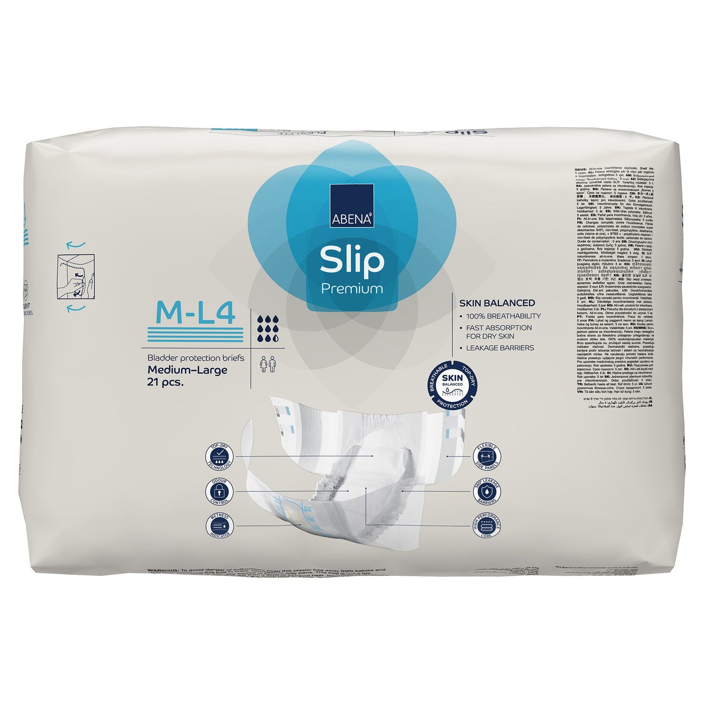 Abena Slip Flexi Fit Unisex Adult Incontinence Brief Medium / Large Disposable Heavy Absorbency (1246192_CS)