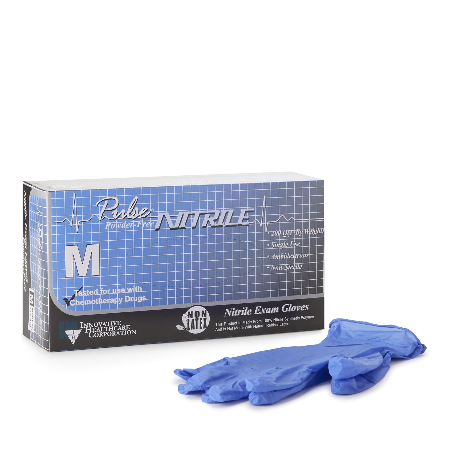 Pulse® Nitrile Exam Glove Medium NonSterile Nitrile Standard Cuff Length Textured Fingertips Aqua Blue Chemo Tested / Fentanyl Tested (764270_BX)