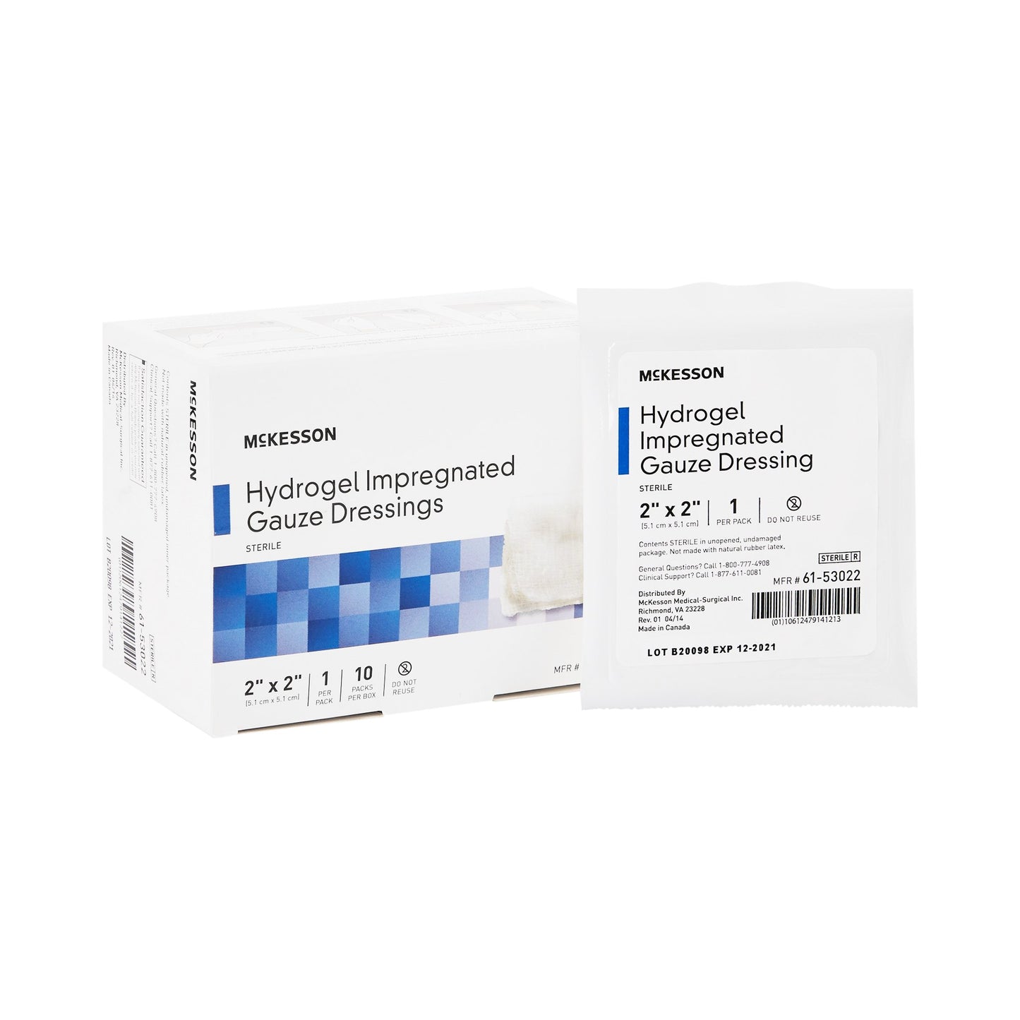 McKesson Hydrogel Wound Dressing Impregnated 2 X 2 Inch Sterile (488935_BX)
