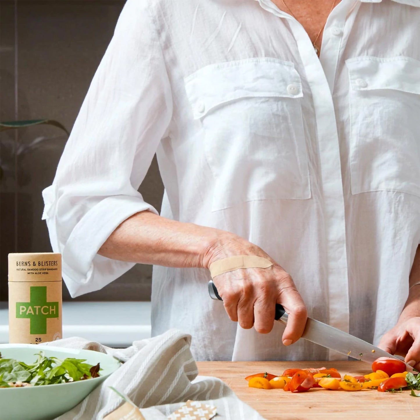 Patch™ Burns and Blisters Adhesive Strip 3/4 X 3 Inch Bamboo s/b Bamboo / Aloe Vera Rectangle Tan Sterile (1197640_CT)