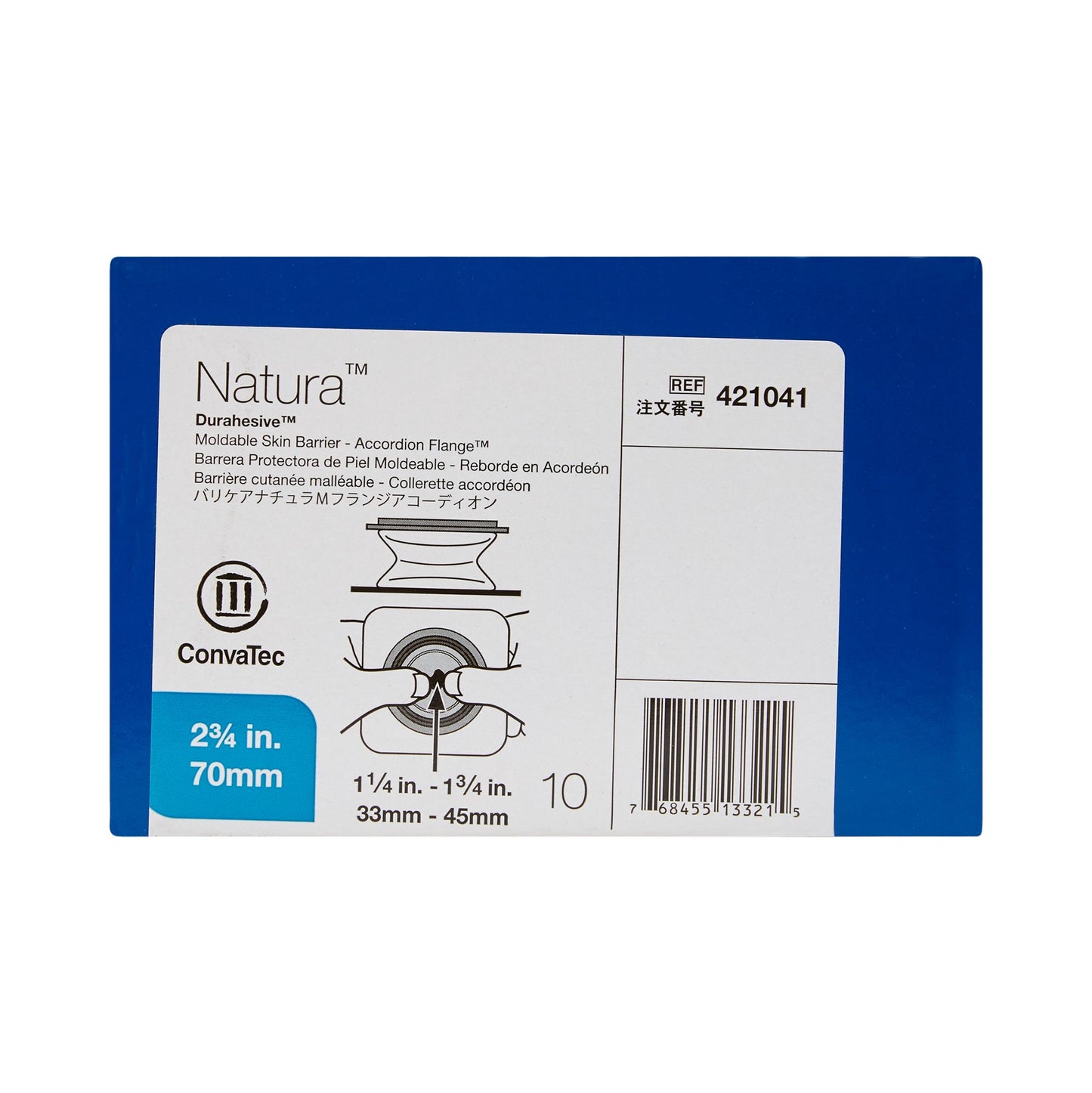 Natura™ Ostomy Barrier Moldable Durahesive® Adhesive 70 mm Flange System Hydrocolloid Tape Collar 1-1/4 to 1-3/4 Inch Opening (902068_BX)