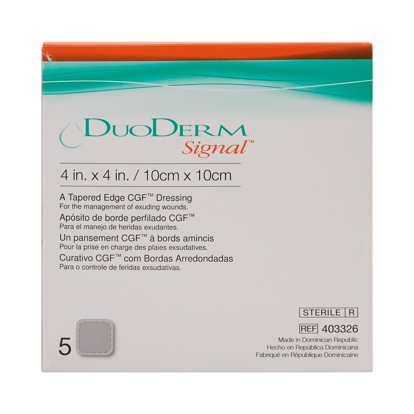 DuoDERM® Signal® CGF® Hydrocolloid Dressing Foam Backing 4 X 4 Inch Square Hydrocolloid (426728_BX)