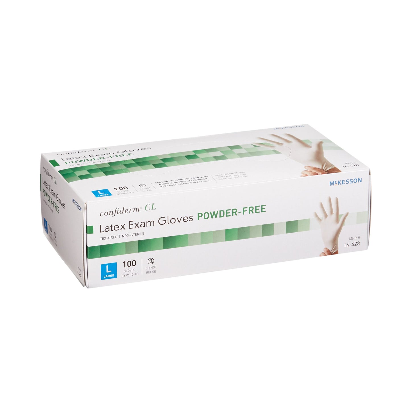 McKesson Confiderm® Exam Glove Large NonSterile Latex Standard Cuff Length Textured Fingertips Ivory Not Rated (921594_CS)