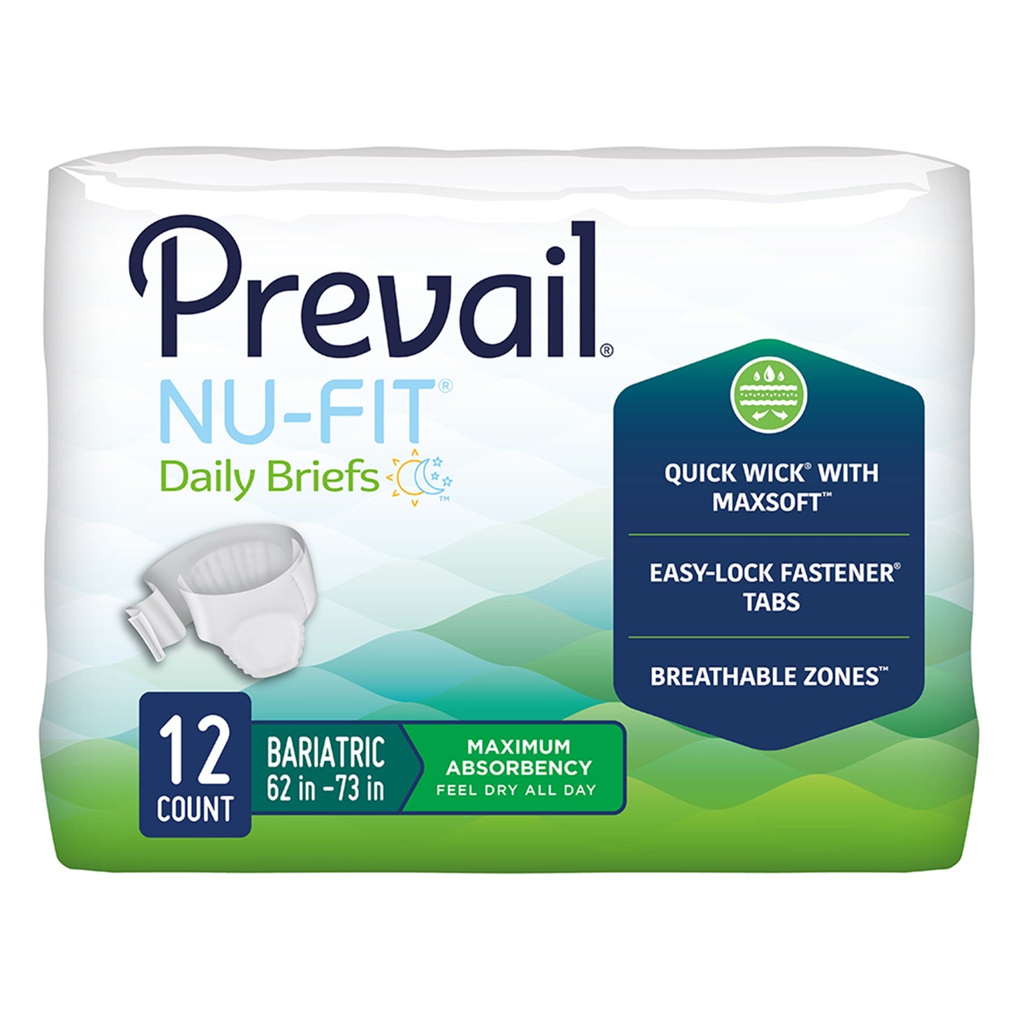 Prevail® Nu-Fit® Unisex Adult Incontinence Brief 2X-Large Disposable Heavy Absorbency (832021_BG)