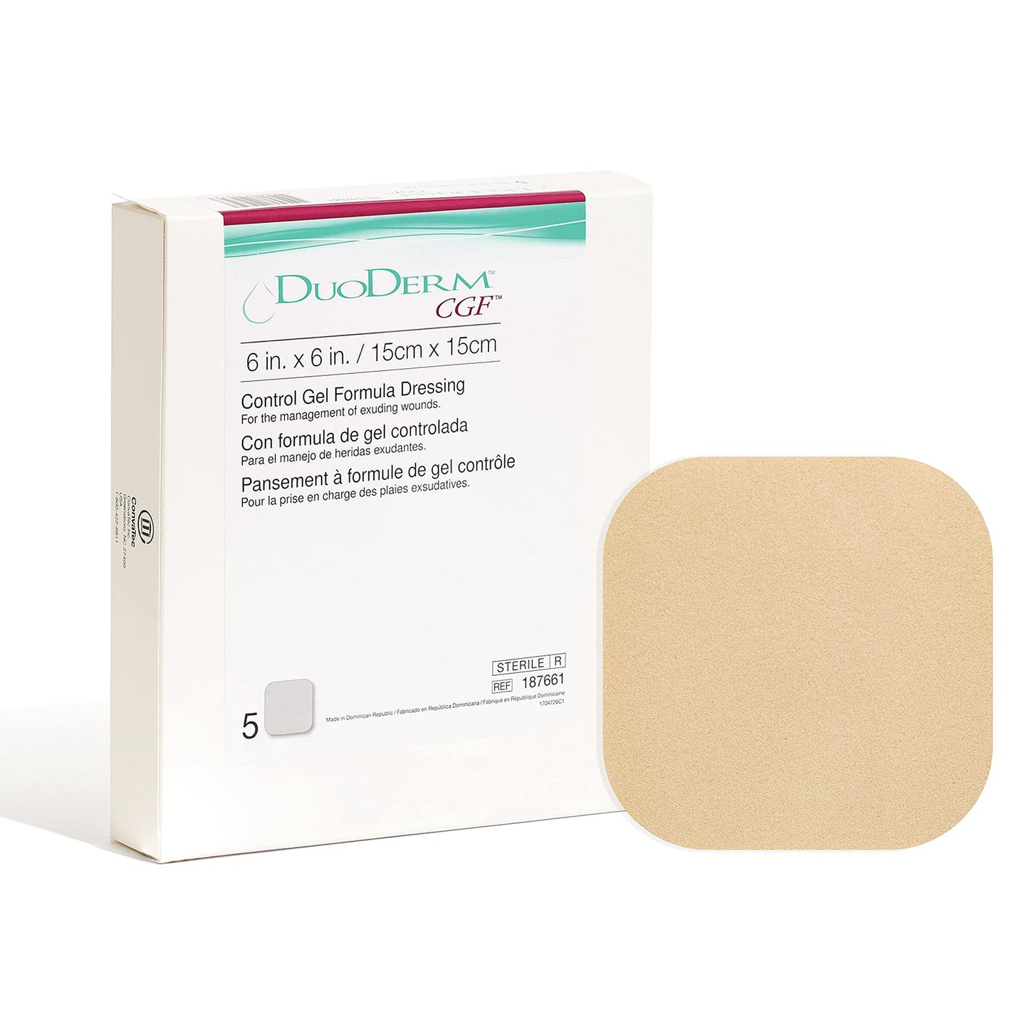 DuoDERM® CGF® Hydrocolloid Dressing Foam Backing 6 X 6 Inch Square Hydrocolloid (185893_BX)