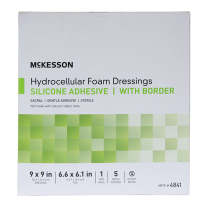 McKesson Foam Dressing 9 X 9 Inch With Border Waterproof Film Backing Silicone Gel Adhesive Sacral Sterile (1238306_EA)