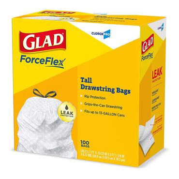 CloroxPro® Glad® ForceFlex Tall Kitchen Trash Bag 13 gal. Gray LLDPE 0.95 mil 24 X 28 Inch Flat Pack (741364_CS)