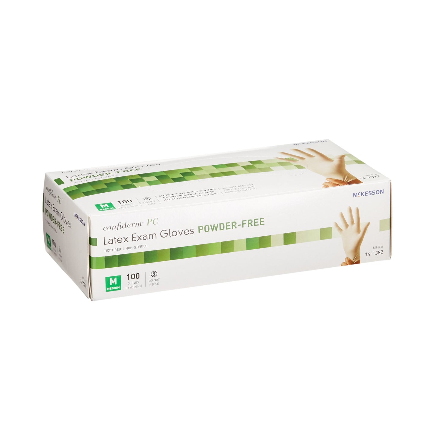 McKesson Confiderm® Exam Glove Medium NonSterile Latex Standard Cuff Length Fully Textured Ivory Not Rated (921598_BX)