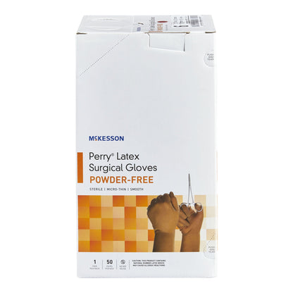 McKesson Perry® Surgical Glove Size 6 Sterile Latex Standard Cuff Length Smooth Brown Not Chemo Approved (1044728_CS)