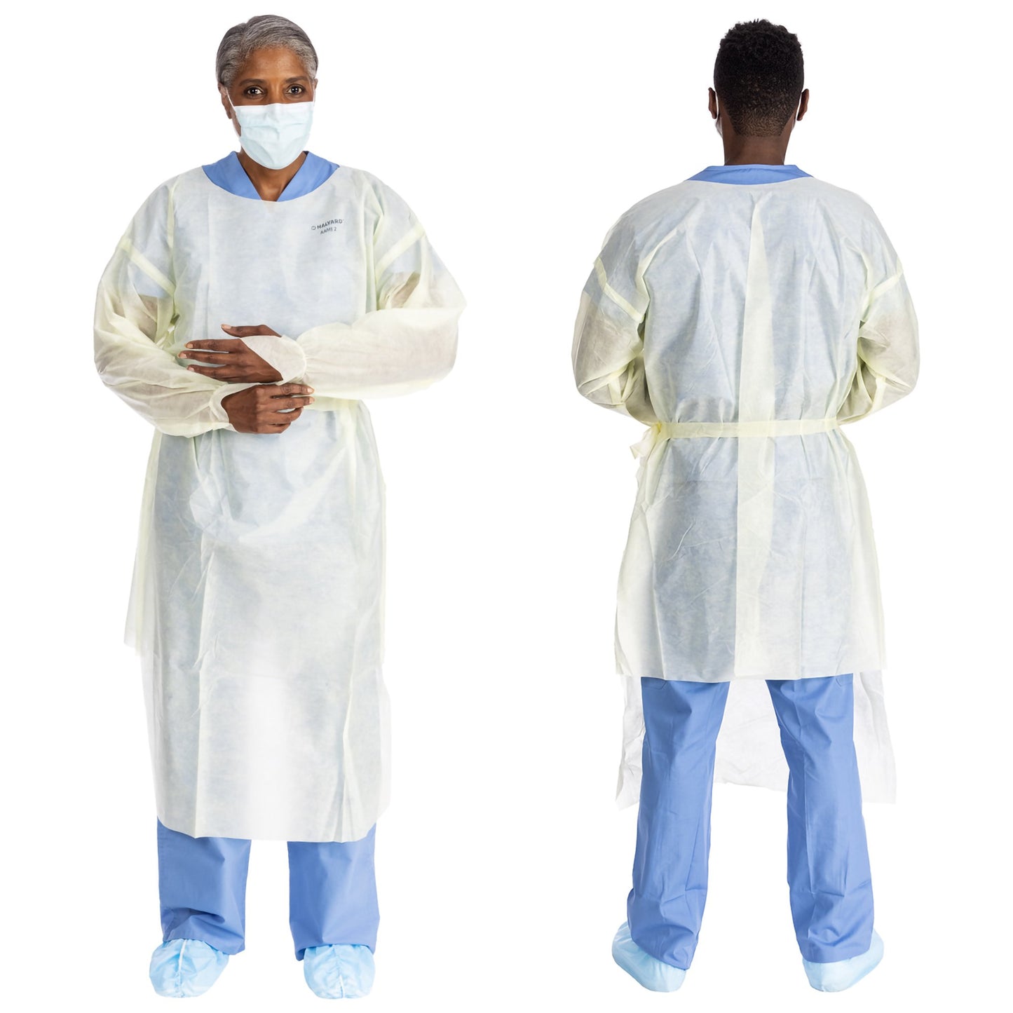 Halyard Basics Protective Procedure Gown Large Yellow NonSterile AAMI Level 2 Disposable (1204460_BG)