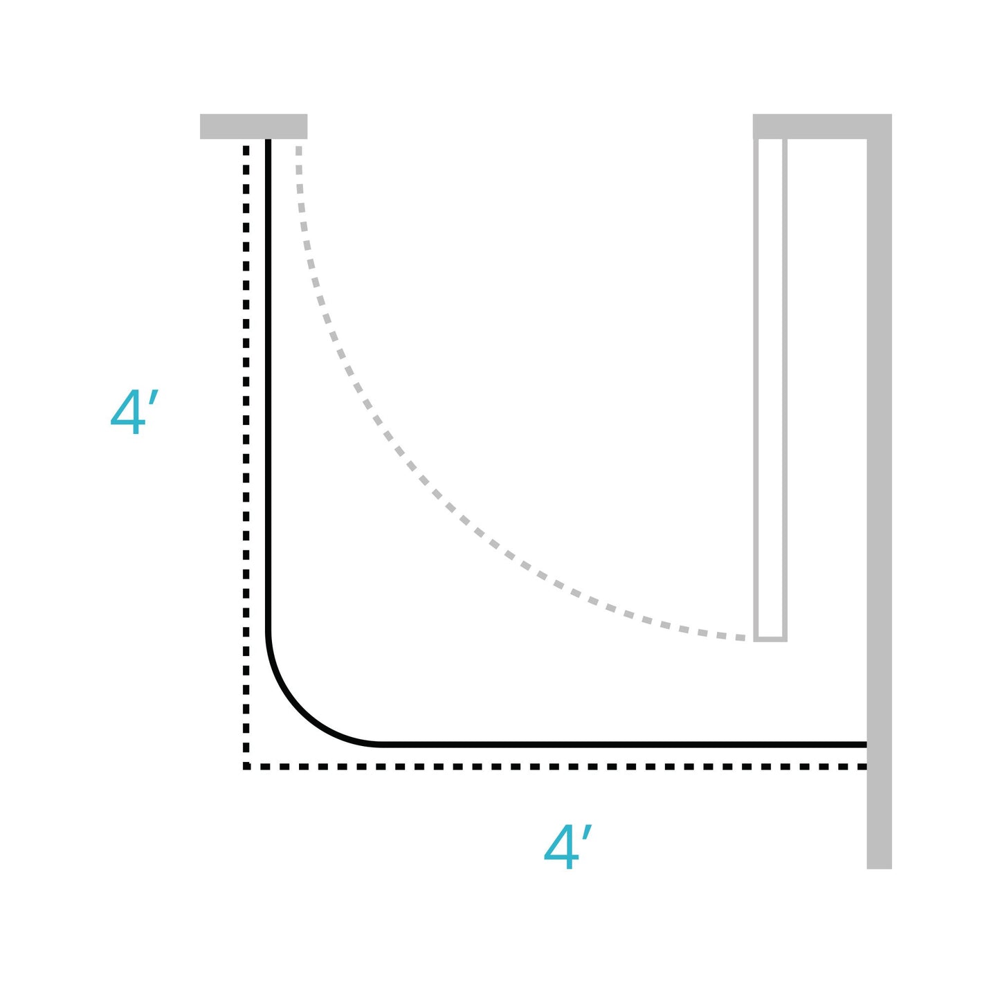 Covoc Curtain Track L-Shape 4 X 4 Foot Length (795432_EA)