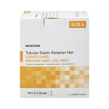 McKesson Elastic Net Retainer Dressing Tubular Elastic 10-1/2 Inch X 25 Yard (26.7 cm X 22.9 m) Size 4 White Large Hand / Medium Arm / Leg / Foot NonSterile (1113348_CS)