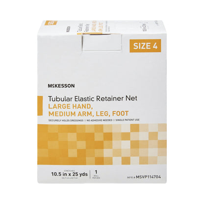 McKesson Elastic Net Retainer Dressing Tubular Elastic 10-1/2 Inch X 25 Yard (26.7 cm X 22.9 m) Size 4 White Large Hand / Medium Arm / Leg / Foot NonSterile (1113348_CS)