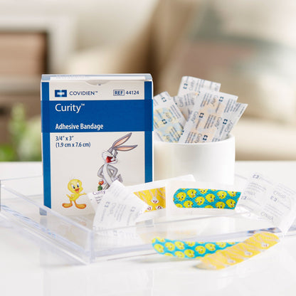 Curity™ Adhesive Strip 3/4 X 3 Inch Plastic Rectangle Kid Design (Assorted Looney Tunes) Sterile (867805_BX)