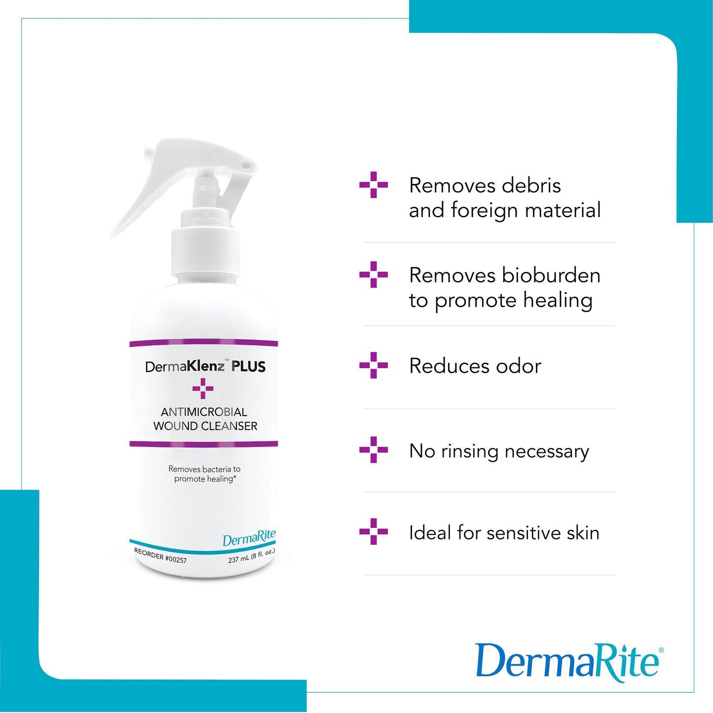 DermaKlenz™ Plus Wound Cleanser 8 oz. Spray Bottle NonSterile Antimicrobial (1256077_CS)