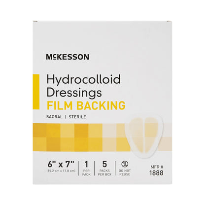 McKesson Hydrocolloid Dressing Waterproof Film Backing 6 X 7 Inch Sacral Hydrocolloid / Film (882993_EA)