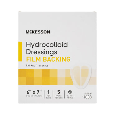 McKesson Hydrocolloid Dressing Waterproof Film Backing 6 X 7 Inch Sacral Hydrocolloid / Film (882993_BX)