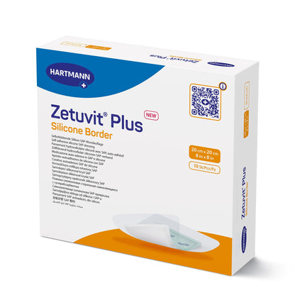 Zetuvit® Plus Silicone Border Super Absorbent Dressing Silicone Adhesive 8 X 8 Inch Square (1242913_EA)
