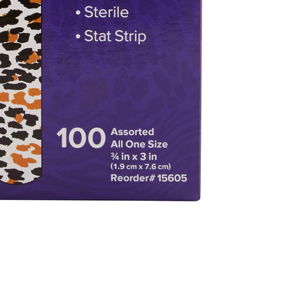 American® White Cross Stat Strip® Adhesive Strip 3/4 X 3 Inch Plastic Rectangle Kid Design (Designer Safari) Sterile (875162_BX)