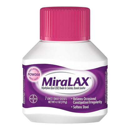 MiraLAX® Laxative Unflavored Powder 4.1 oz. 17 Gram Strength Polyethylene Glycol 3350 (930083_EA)