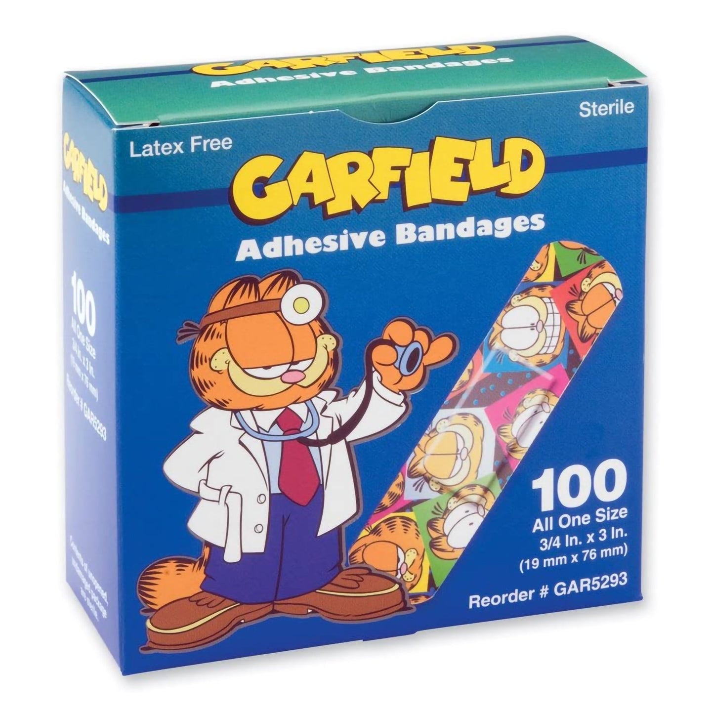 ASO Adhesive Strip 3/4 X 3 Inch Plastic Rectangle Kid Design (Garfield) Sterile (364904_CS)