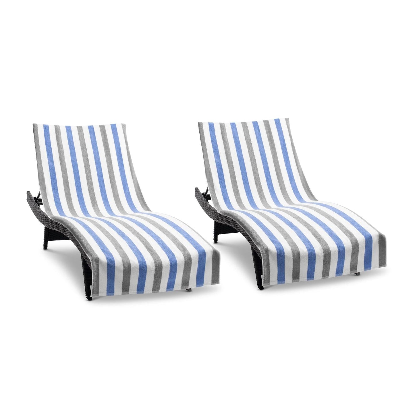 Hospeco® Cabo Cabana Chaise Cover 30x85 Grey/Navy, Pack of 2 (CC-CABOCABANA-GY/NV)