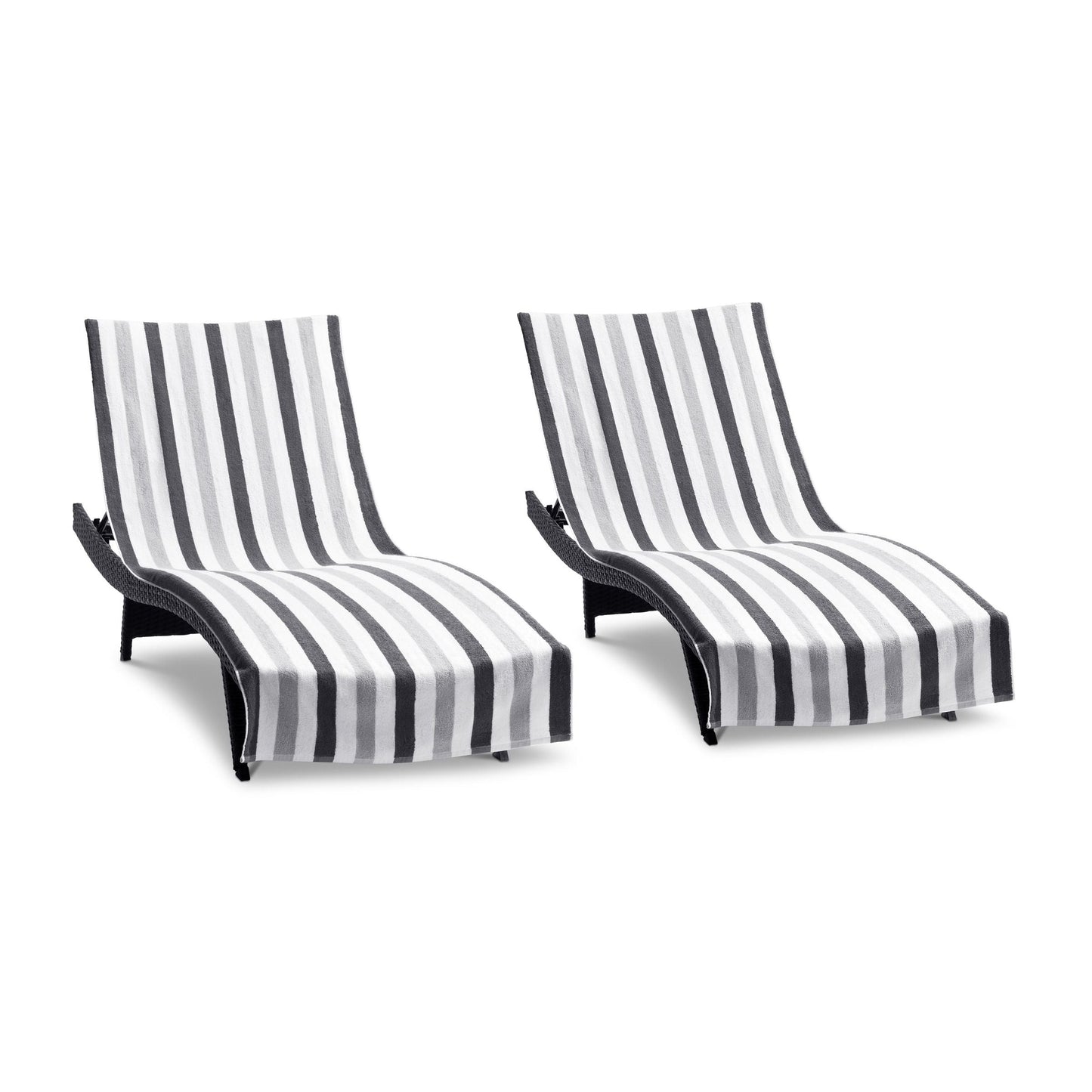 Hospeco® Cabo Cabana Chaise Cover 30x85 Black/Grey, Pack of 2 (CC-CABOCABANA-BK/GY)