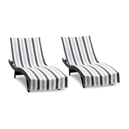 Hospeco® Cabo Cabana Chaise Cover 30x85 Black/Grey, Pack of 2 (CC-CABOCABANA-BK/GY)
