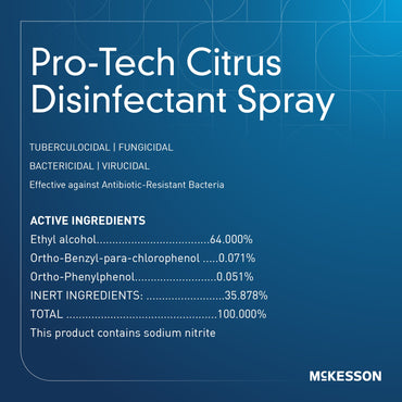 McKesson Pro-Tech Surface Disinfectant Cleaner Alcohol Based Aerosol Spray Liquid 16 oz. Can Citrus Scent NonSterile (1099449_CS)