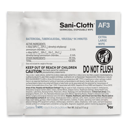 Sani-Cloth® AF3 Surface Disinfectant Cleaner Premoistened Germicidal Manual Pull Wipe 50 Count Individual Packet Mild Scent NonSterile (815082_BX)
