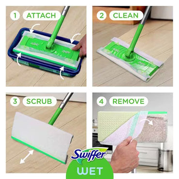 Swiffer® Wet Saturated Wet Mop Pad Bound Edge White Cloth Disposable (1260306_BX)