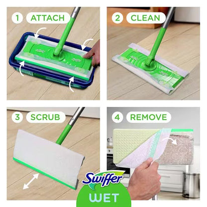 Swiffer® Wet Saturated Wet Mop Pad Bound Edge White Cloth Disposable (1260306_BX)