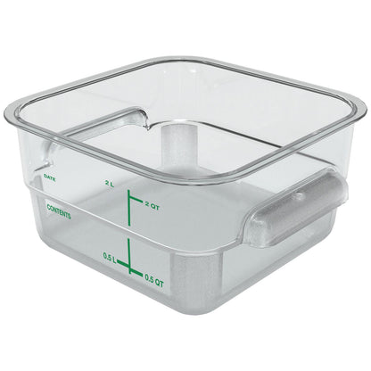 Carlisle Squares Polycarbonate Food Storage Container, 2 qt, 7.13 x 7.13 x 3.8, Clear, Plastic (CFS1195007)
