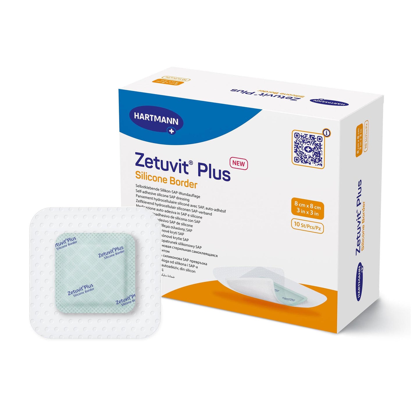 Zetuvit® Plus Silicone Border Super Absorbent Dressing Silicone Adhesive 3 X 3 Inch Square (1235836_EA)