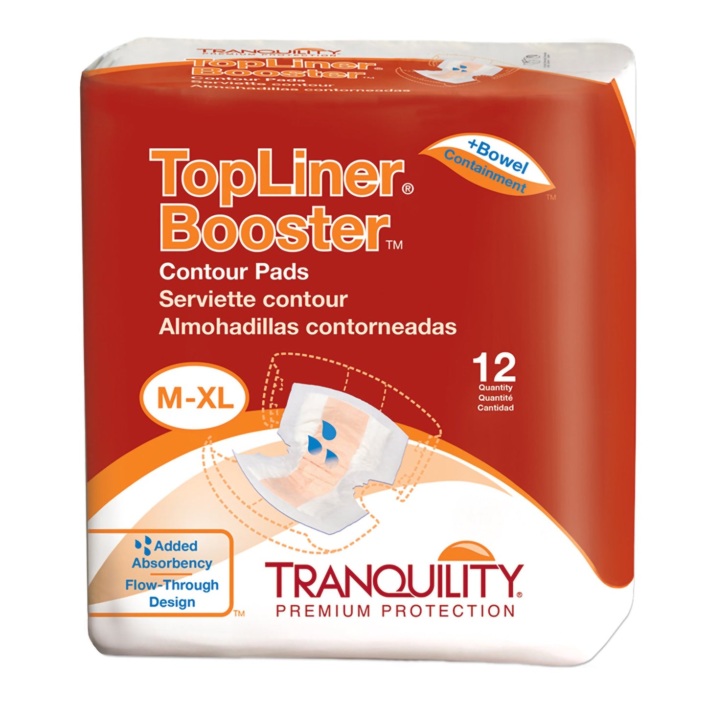 Tranquility® Top Liner® Contour Booster Pad 13-1/2 X 21-1/2 Inch Heavy Absorbency Super Absorbent Core One Size Fits Most (491366_CS)