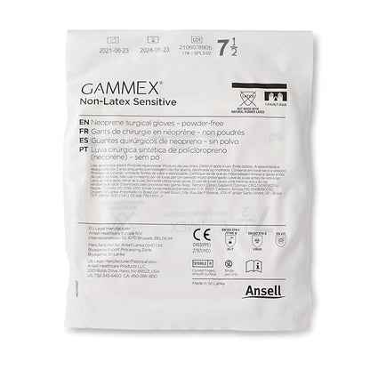 GAMMEX® Non-Latex Sensitive Surgical Glove Size 7.5 Sterile Polychloroprene Standard Cuff Length Micro-Textured Cream Chemo Tested (833675_CS)