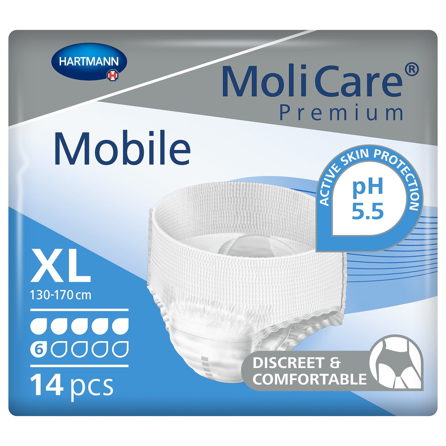 MoliCare® Premium Mobile 6D Unisex Adult Absorbent Underwear Pull On with Tear Away Seams X-Large Disposable Moderate Absorbency (860104_BG)