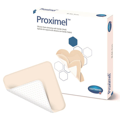 Proximel® Foam Dressing 9-2/5 X 10 Inch With Border Waterproof Film Backing Silicone Adhesive Heel Sterile (1242745_BX)