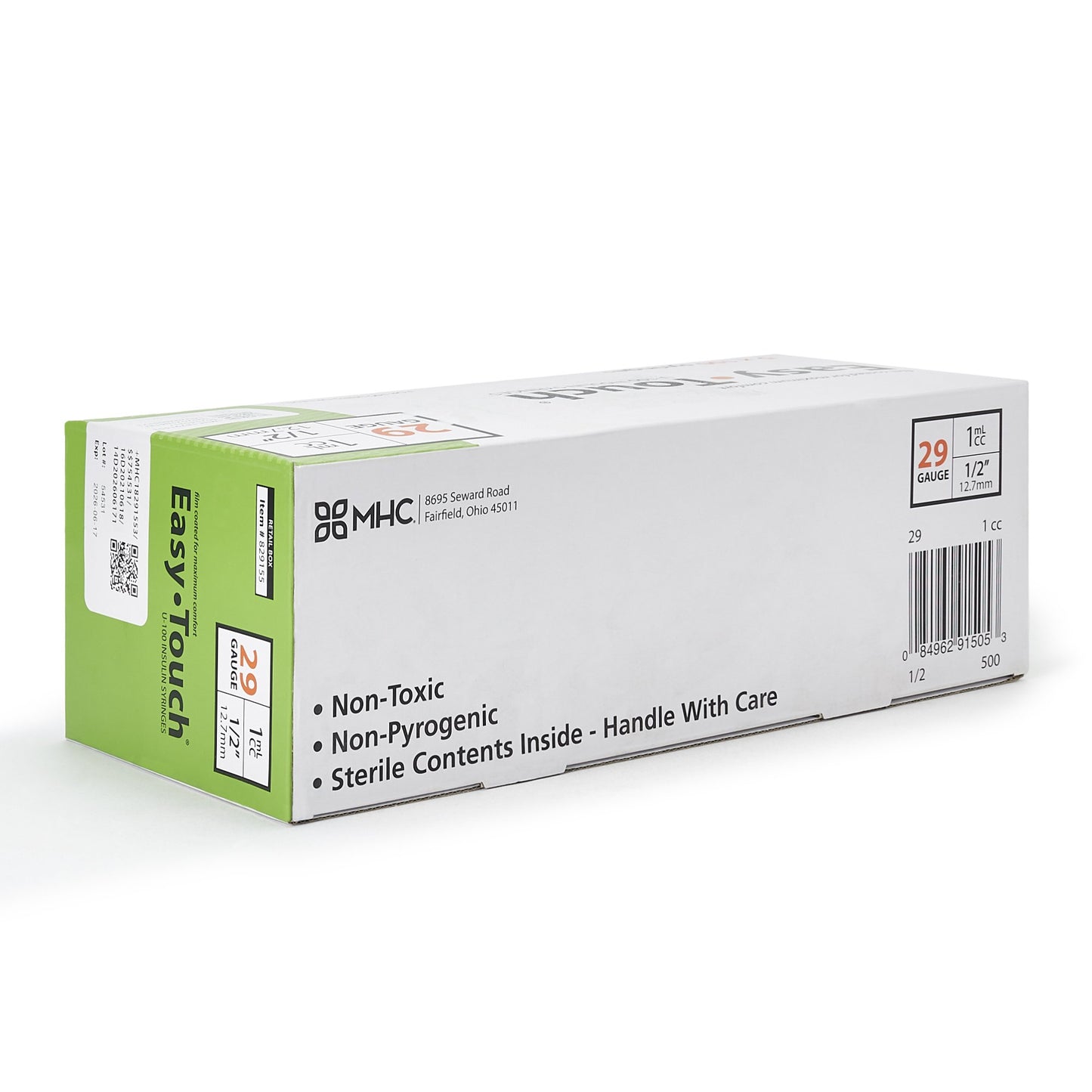 EasyTouch™ Standard Insulin Syringe with Needle 1 mL 1/2 Inch 29 Gauge NonSafety Thin Wall (1156907_CS)