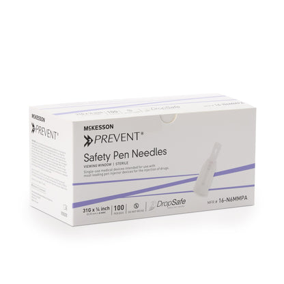 McKesson Prevent® Safety Insulin Pen Needle 31 Gauge 6 mm Length Automatic Safety with Manual Back-End Shield (1118151_BX)