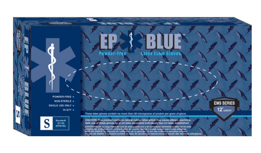 DermAssist® EP Blue™ Exam Glove Large NonSterile Latex Extended Cuff Length Fully Textured Blue Chemo Tested (783800_BX)