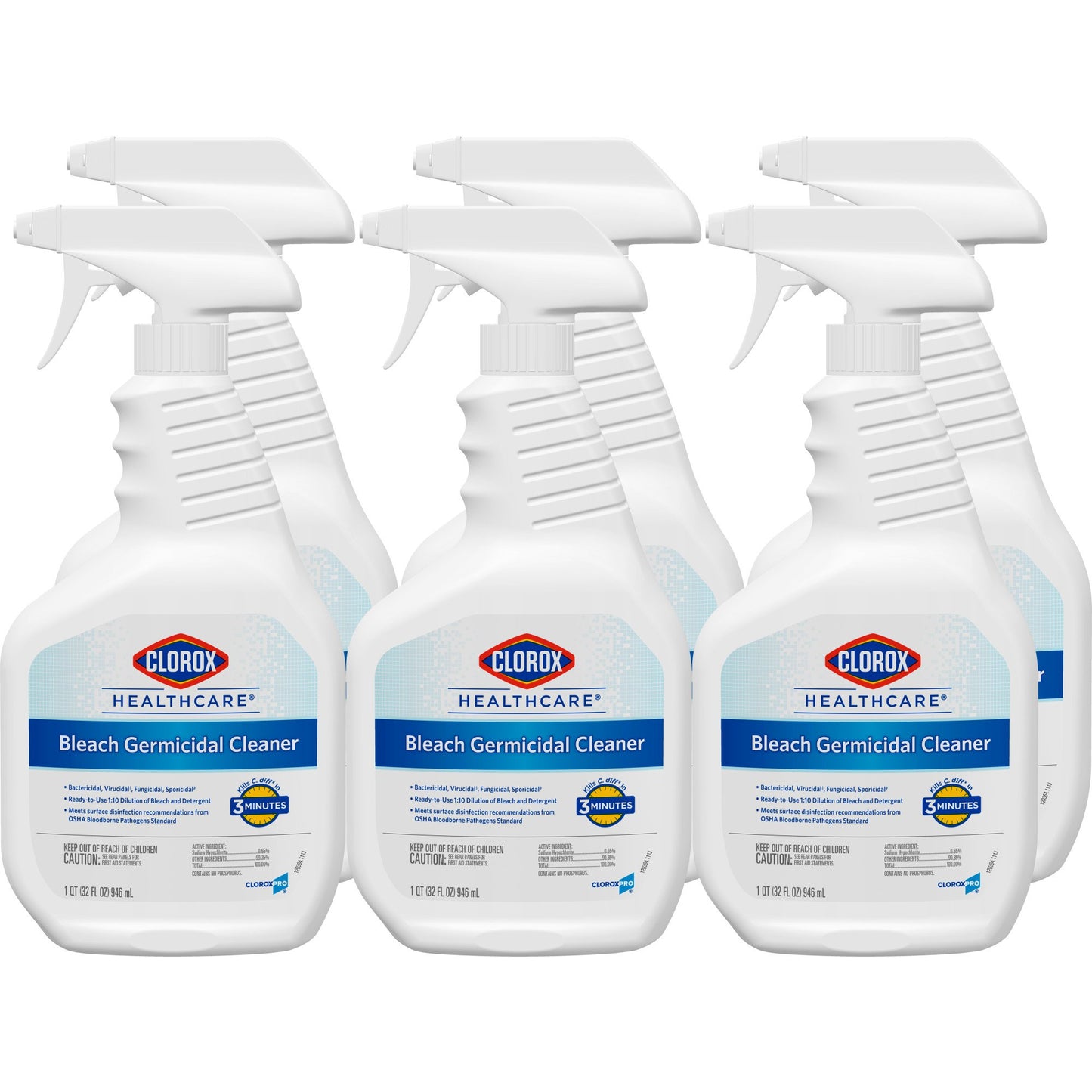 Clorox Healthcare® Bleach Germicidal Surface Disinfectant Cleaner Trigger Spray Liquid 32 oz. Bottle Fruity Floral Bleach Scent NonSterile (909774_CS)