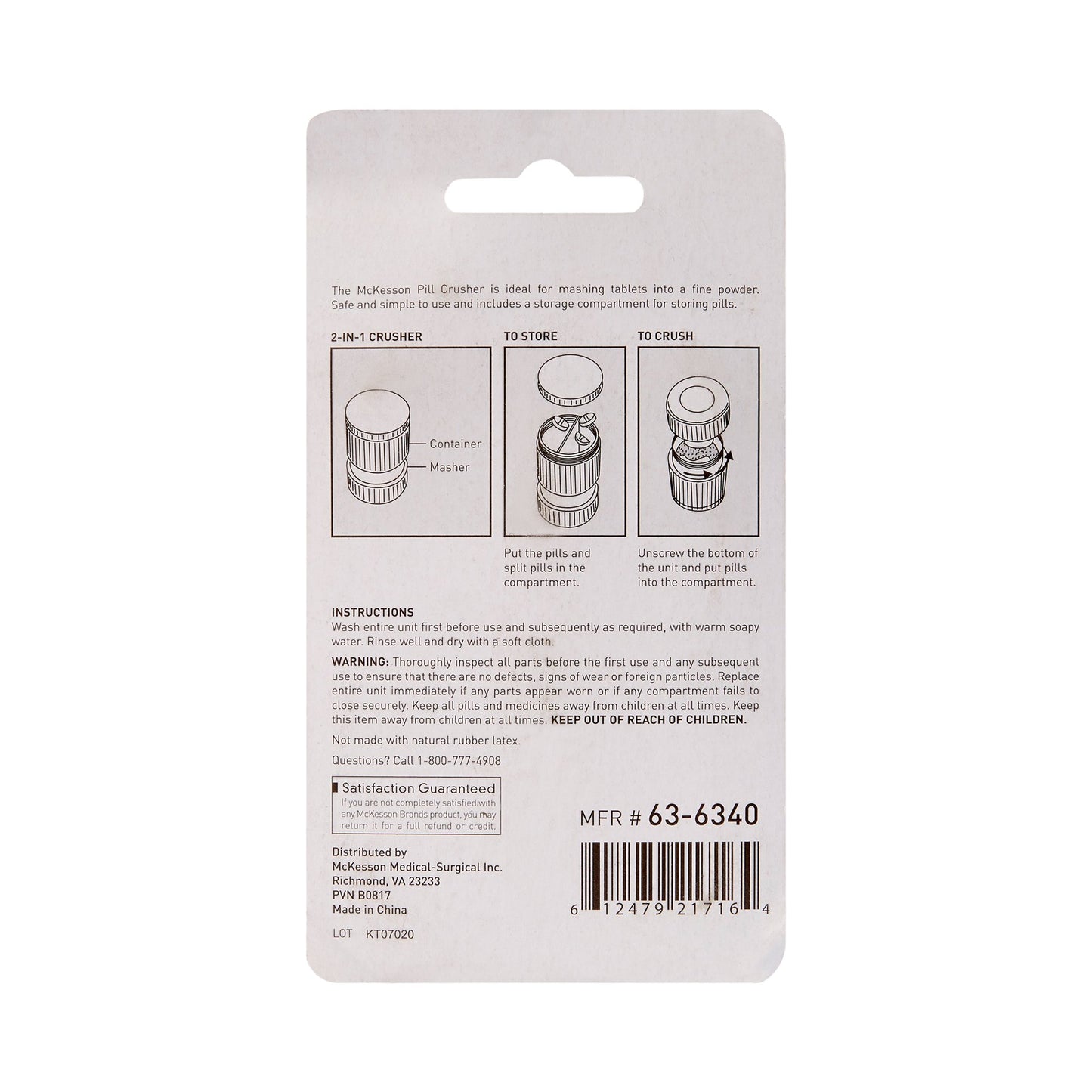 McKesson Pill Crusher Hand Operated Clear (476700_EA)